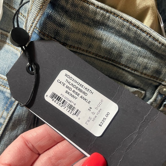 NWT Rag & Bone Cate Mid-Rise Distressed Ankle Skinny Jeans in Thunderbird - Picture 7 of 11
